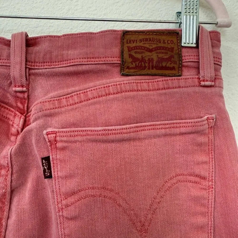 LEVI’S 511 Skinny Jeans Pink Red Denim‎ Mid Rise Stretch Size 30x32 Cotton Blend